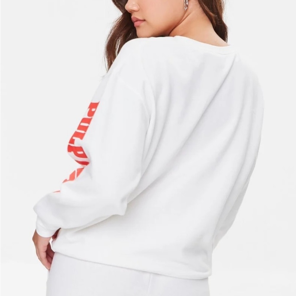 Retro Pulp Fiction Graphic Sweatshirt White Y2K Streetwear Cult Classic - Picture 3 of 9